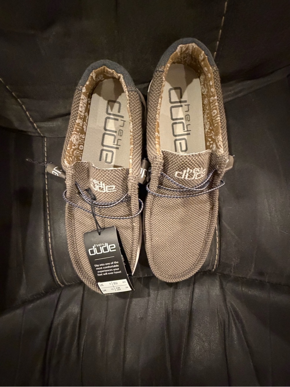 Hey Dude Men’s Taupe Canvas Slip-On Loafers